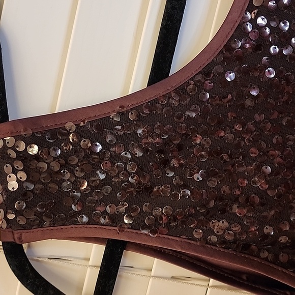 Chico's Sequined Top 3 XL Dark Brown Paillette Sequin Satin Going Out Party - Picture 7 of 9